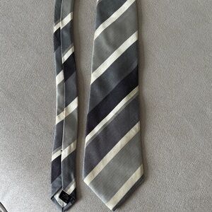 Lanvin Silver and Black Diagonal Striped Tie